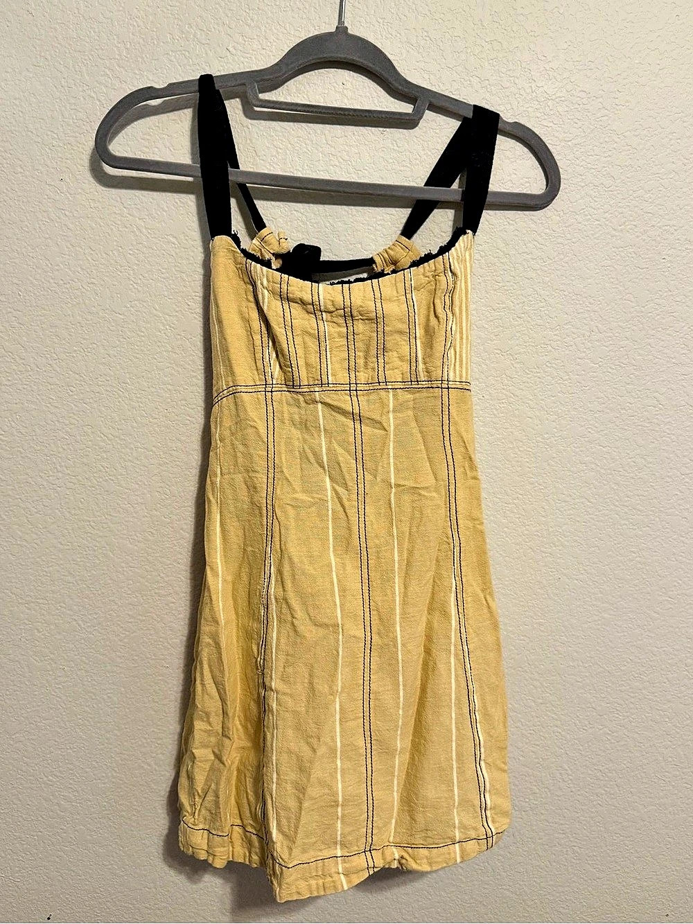 Free People Deserted Island Mini Dress Yellow & White Small